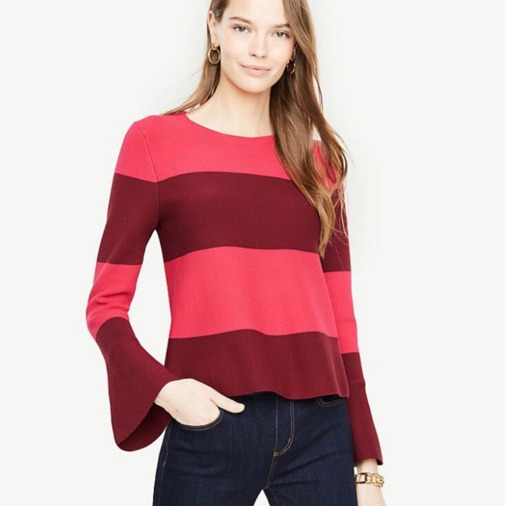 Striped Red and Burgundy Sweater